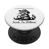 Fuera Soy Hootin Dentro Soy Hollerin Raccoon Cowboy Coffee PopSockets PopGrip Adhesivo