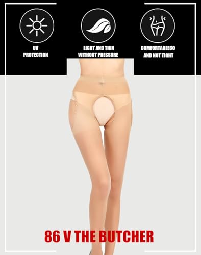 Image of Sexy Hollow-Out Lace Suspender Tights for Women,Thigh High Stockings for Lingerie, Valentine's Day (Nude)