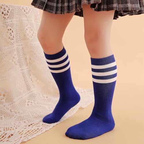 3 Pairs Kids Soccer Socks Toddler Baby Boys Girls Baseball Softball Socks with Stripes Tube Socks Knee High Socks3