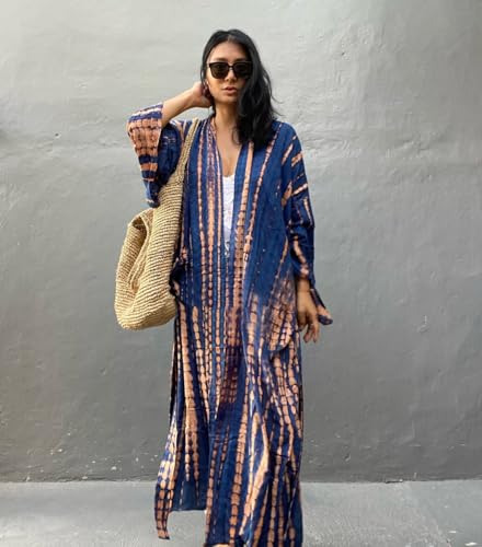 Image of Women's Kimono Cover Up Long Beach Dress Swimsuit Cover Ups Colorful Cardigan Lightweight Robe for Swimwear