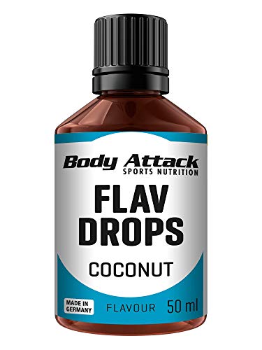 Body Attack Flav Drops®, 2 x 50 ml, Coconut, Aromatropfen für Lebensmittel, zuckerfreie Flavour Drops ohne Kalorien, vegan & Qualität Made in Germany