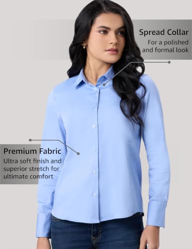 Image of Symbol Premium Women's Cotton Stretch Formal Shirt | Full Sleeve Button-Down | Regular Fit | Office-Wear | Desk-to-Dinner (Available in Plus Sizes)