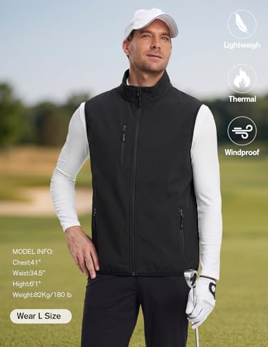 Image of fit space Men's Lightweight Vest Softshell Sleeveless Windproof Jacket with Zipper Pcoket Cycling Travel Hiking Running Golf