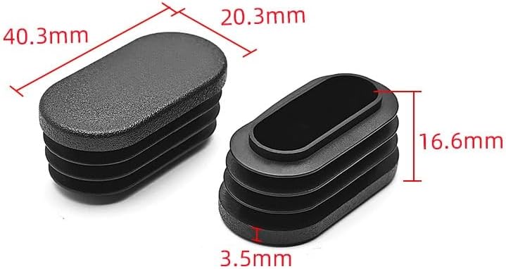 20Pcs 20mm x 40mm Furniture Oval Pads Silicone Chair Leg Caps Oval Chair End Caps Black Tubing Plug for Chair Desk Tube Protector