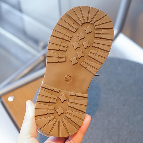 IWIHMIV Girls Dress Ankle Boots Leather Short Boots Non Slip Toddler Girls Low Chunky Heel Side Zipper Booties4