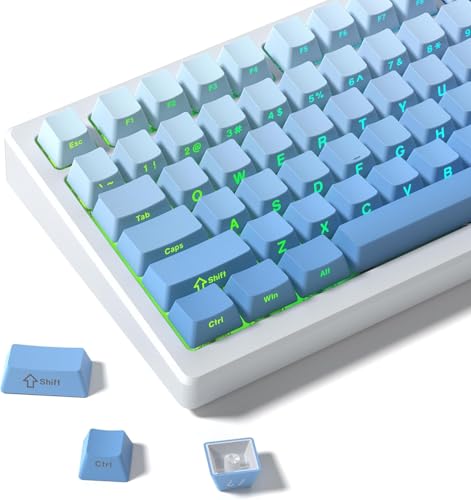Womier 135キー PBTキーキャップセット、ブルー、ダブルショット、チェリープロファイル、グラデーション、サイドプリント、メカニカルゲーミングキーボード用