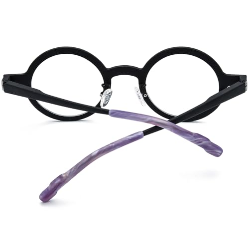Image of FONEX Colorful Pure Titanium Glasses Frame Women Retro Round Eyeglasses