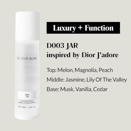 Image of In Your Glow Fabric & Room Mist Spray- Long-Lasting Clean Scent, Unisex Luxury Fragrance & Odor Eliminator, 100ml- D003 JAR