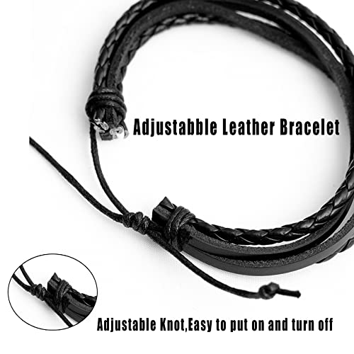 MILAKOO 5 Pcs Braided Leather Bracelets for Men Women Woven Cuff Bracelet Adjustable4