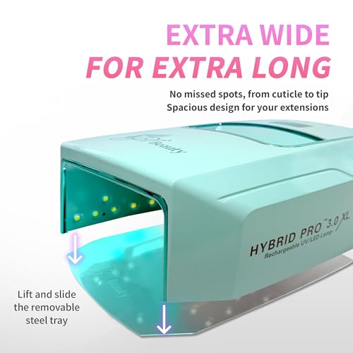 Image of iGel Beauty Hybrid PRO 3.0 XL UV /LED Nail Lamp - Wireless Rechargeable 48W Nail Dryer, Extra Wide Full-Hand Curing, 9000mAh Battery, Smart Timer & Builder Gel Mode, Cordless Professional Lamp