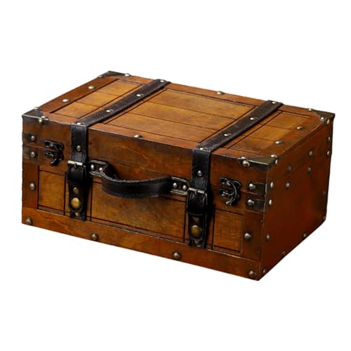 Caja de almacenamiento de madera envejecida con acabados retro 7