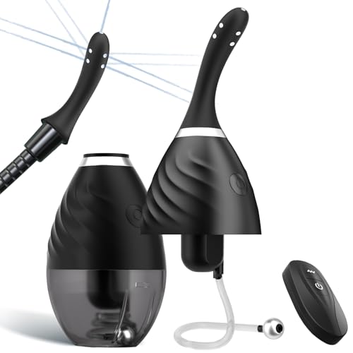 Enema Anal Douches for Men Women - Electric Enemas for Colon Cleanse Men with 9 Holes & Bendable Silicone Nozzle, Remote Control Enema Kit Anti Backflow Douche for Anal Cleansing, Feminine Care Douche