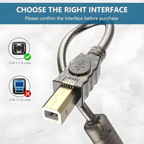 Image of COOLCOLD 25 Meter USB 2.0 Active Printer Cable (82 FT) | USB A Male to B Male | High-Speed Signal Booster Extension Cable | Compatible with HP, Canon, Epson, Brother, Dell, Samsung &Lexmark Printers