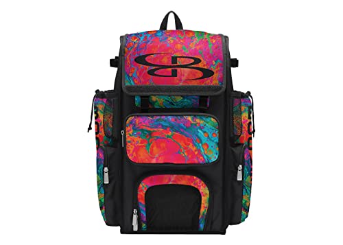Boombah Superpack Bat Bag - Backpack Version (no wheels) - Holds 4 Bats - Lava 3 Multi
