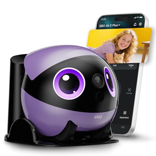 Enabot EBO 3K Home Camera Robot Air 2 Plus: Indoor Camera, Movable Robot Companion, 2-Way Video, AI Chat Mode, Auto-Recharge, Long Battery Life, Custom Facial Image, Night Vision, 32GB Memory Card