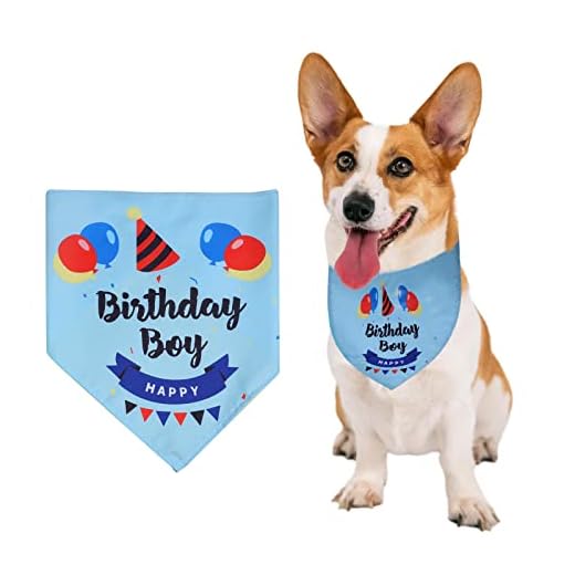 KINBOM Pañuelo de Cumpleaños para Perro, Bandana para Perros Baberos para Perros Bufanda para Perros Bufanda Mascotas Dog Bandana para Cumpleaños de Cachorros Pequeños, Medianos y Grandes (Azul)