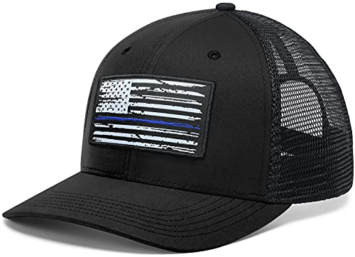 Image of American Flag Hat, Baseball Cap for Men Women, Adjustable Snapback Hats USA Flag Trucker Hat Black