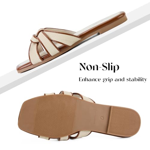 Putu Women's Flat Sandals Square Toe Slide Sandals Braided Sandals for Vacation4