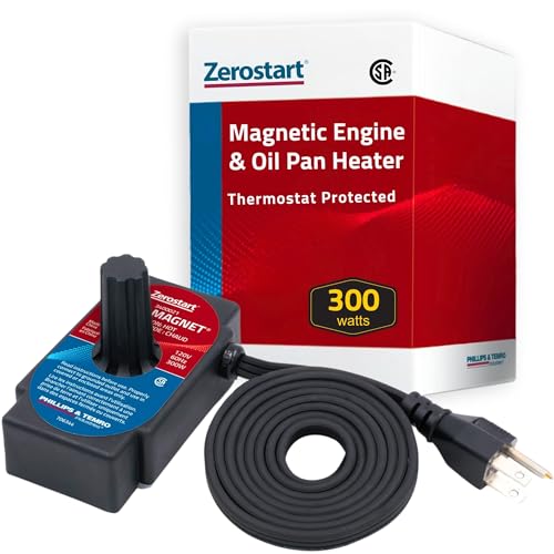 Zerostart 3400021 Magnetic Engine Block Heater Thermostat Protected | 300 Watt Magnet Heater for Oil Pans, Transmissions, and Engines | 6 Foot Cord, 120 Volts, CSA Certified