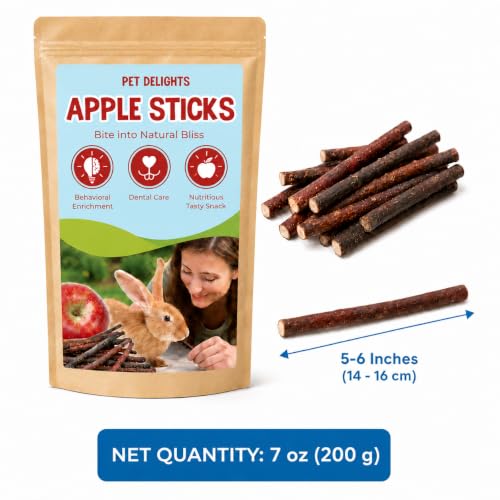 Image of SunGrow Apple Sticks, Wood Chew Treats for Rabbits, Chinchillas, Bunny, Hamster, Squirrel, Guinea Pigs, Small Animals Teeth Grinding