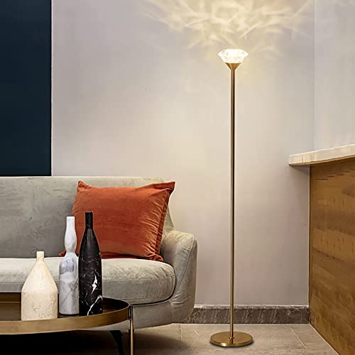 Lámpara de piso alta con pantalla de cristal de diamante y cuerpo de hierro para lectura