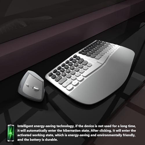 Ergonomic Wireless Keyboard and Mouse Set Creamy Wireless Keyboard Silent Mice Set with Wrist Rest for Computer, Laptop, PC, Mac, Windows - Image 4