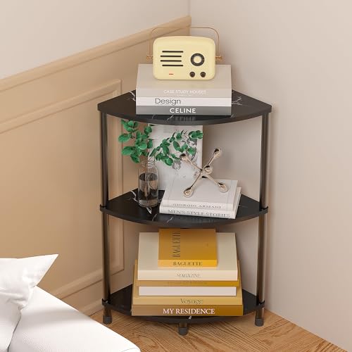 Greatseas Book Small Corner Shelf, 3 Tier Corner Bookshelf Display for Living Room Decor...