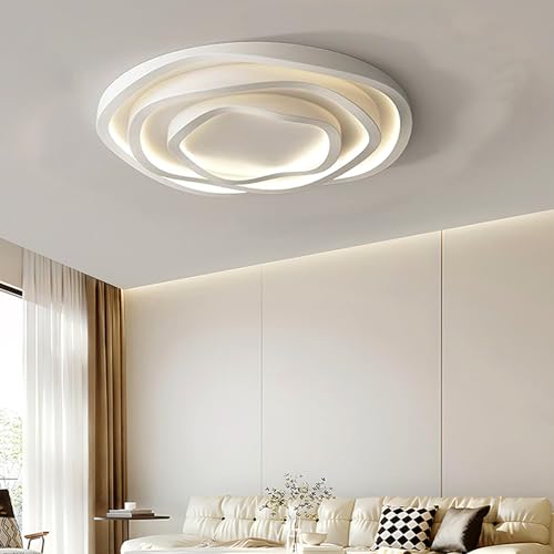 DDYY LED Deckenleuchte Dimmbar mit Fernbedienung Modern Weiß Deckenlampe Schlafzimmer Rose Blume Formgestaltung Wohnzimmerlampe Deckenbeleuchtung 70w Hohe Helligkeit Schlafzimmerleuchte