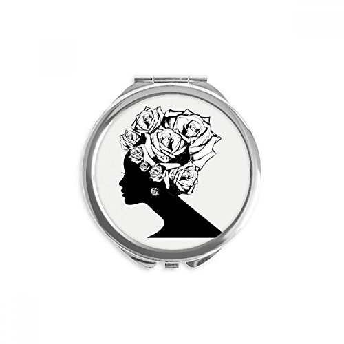 Espejo de mano para bolsillo DIYthinker con rosa negra, el detalle ideal de mujer