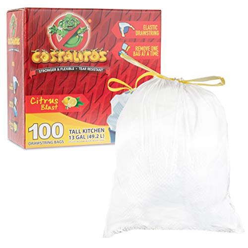 Trash Bags 13 Gallon – Tall Kitchen Trash Bags for Home Cleaning | Resistant Garbage Bags | 100 Count - by Costalitos