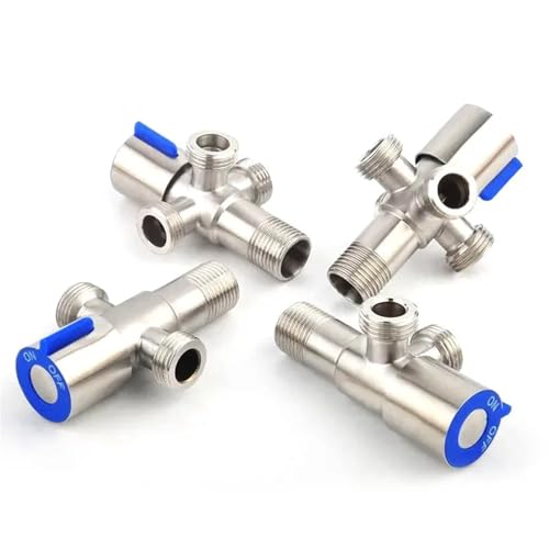 Vanne d'angle en acier inoxydable durable avec filetage G1/2 bleu - 2