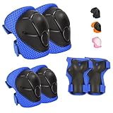 Kids Protective Gear Set - Knee Pads Elbow Pads with Wrist Guards for Ages 3-12 | 3-in-1 Safety Protective Gear for Skating, Cycling, Biking, Roller Skates, Scooters (Blue, ‎S(3-7Years))