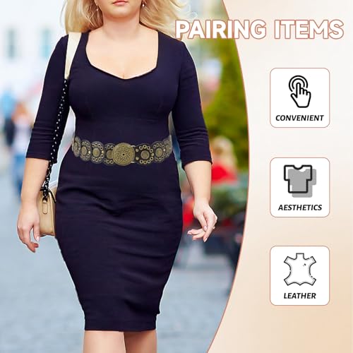 PU Leather Boho Belt, Hollow Disc Belt Women, Vintage Belts for Women Trendy, Adjustable Western Belts for Woman4