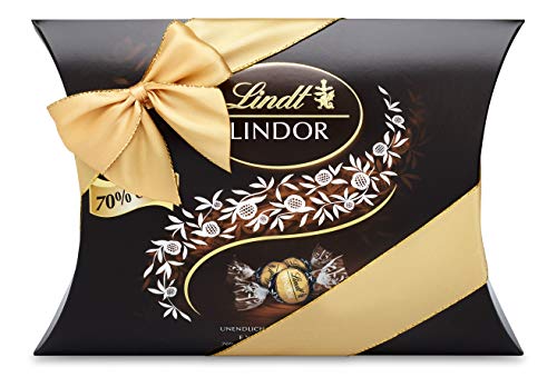 Lindt Schokolade LINDOR Kugeln 70 % Kakao Edelbitter-Schokolade | 322 g in Kissenpackung | ca. 25 LINDOR Kugeln | Pralinen-Geschenk oder Schokoladengeschenk