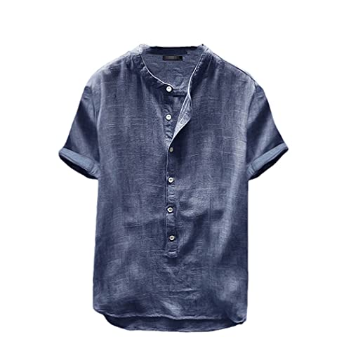 Chemise d'été à manches courtes Harajuku homme bleu grande taille 4XL