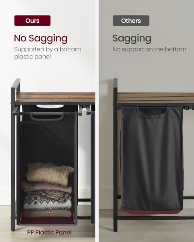 Image of VASAGLE Laundry Hamper with Shelf, 2 Pull-Out Bags, 2 x 12.1 Gallons (46 L)
