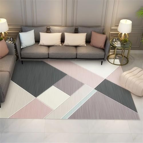 Tapis rectangulaire géométrique durable et moquette de haute densité rouge - 2