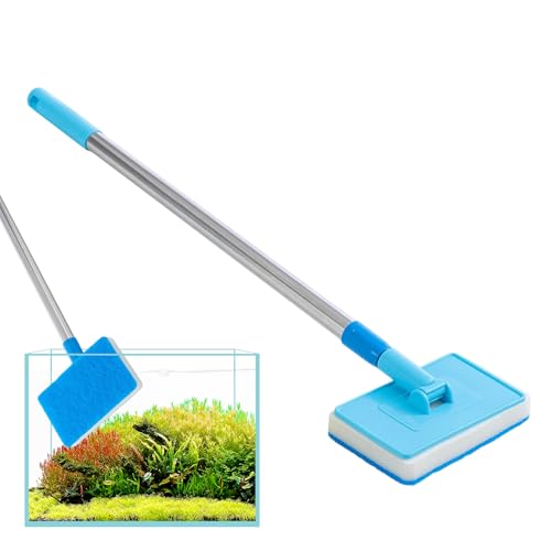 Générique Nettoyage Aquarium Outils | Brosse-grattoir à algues réglable avec éponge,Accessoires Nettoyage Aquarium,pour Aquarium, algues, Betta, Eau, Mur, Tortue, Reptile, Terrarium,