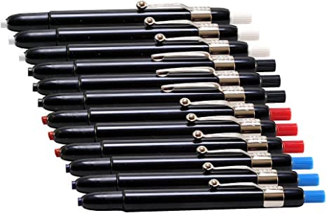 LISTO 1620 Grease Marking Pencils, Box of 12 (Colors: Black, Blue, Red, White) - Includes 1 Orange Pencil