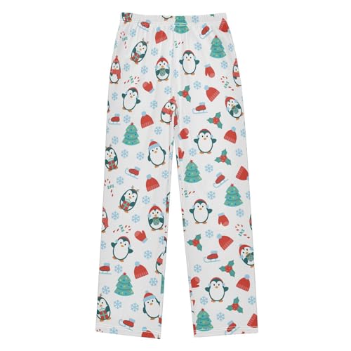 ZZXXB Penguin Snow Trees Boys Long Pants Soft Trousers Elastic Waist Kids Lounge Bottoms with Pockets S-XL