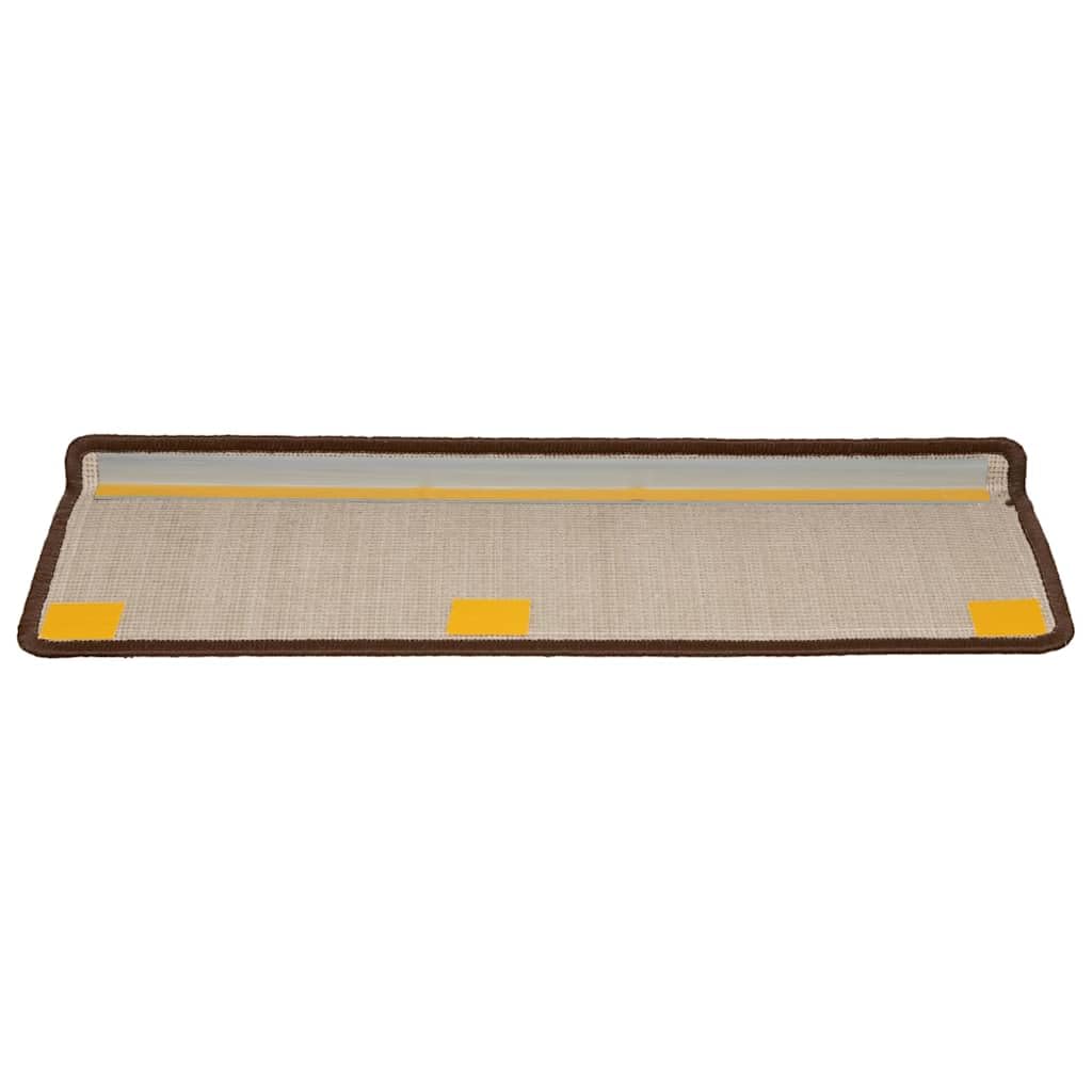 Tappetini per gradini 15 pezzi 65 x 21 x 4 cm marrone