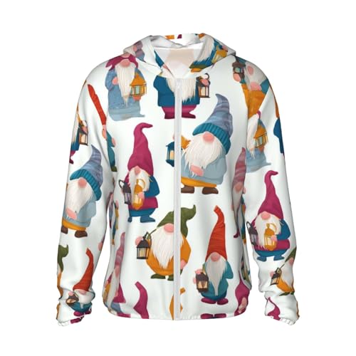 UPF 50+ Sun Protection Hoodie Rash Guard Long Sleeve Sun Shirt Xmas Funny Gnomes UV Shirt Full Zip Jacket