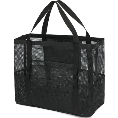 Image of Fammart Mesh Beach Bag for Women, Large Beach Toy Pool Bag with Zipper Pocket, SandProof Cruise Essentials 2026 Family Travel