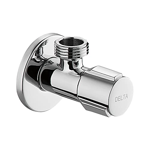 Image of DELTA FAUCET, Brass Quarter-Turn Angle Valve with Adjustable Wall Flange for Bathroom taps, Wash Basin, Geyser Connection, Polished Chrome, IAO36004