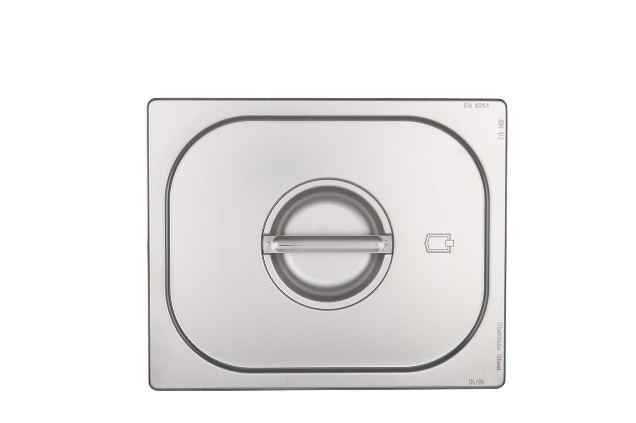 METRO Professional Coperchio per Contenitori GN 1/2 con Maniglia, Acciaio Inox, 26.5 x 32.5 cm, Adatto a Forno e Lavastoviglie