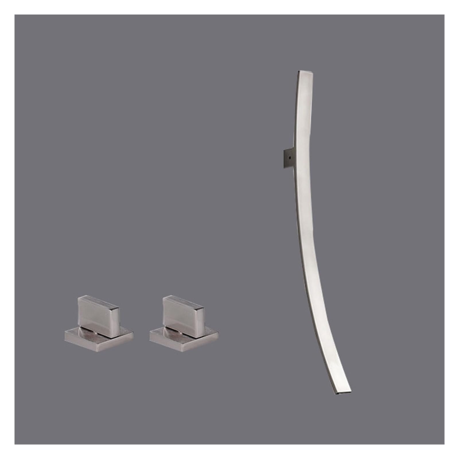 Robinet de lavabo à long bec mitigeur en nickel brossé double trou pour salle de bain moderne