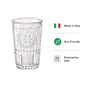 Bormioli rocco romantic tumbler 1150 oz 4 piece set clear  urban country home decor
