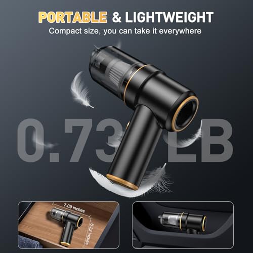 Image of KMM Handheld Car Vacuum Cleaner, 9000PA Vacuum Cleaner & Air Duster, 120W High Power Vacuum Portable Cordless, Hand Held Vacuum Rechargeable with Multi-Nozzles & LED Light for Home, Car, Office