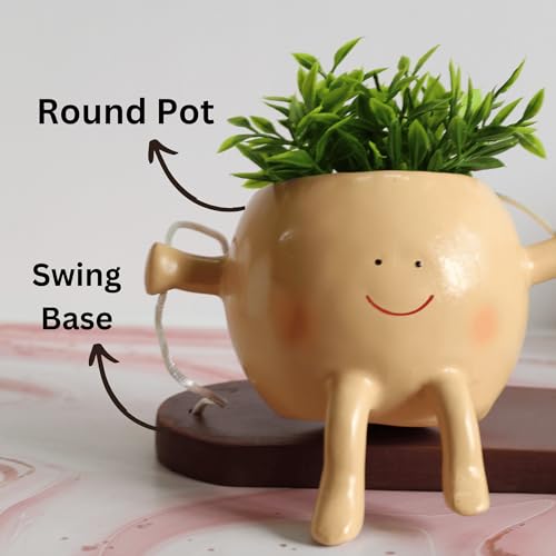 Image of Swing Face Planter Pot Hanging Resin Flower Head Planters for Indoor Outdoor Plants Succulent Pots for String of Pearls Snake Plant Live Gift Ideas for Mothers & Housewarming