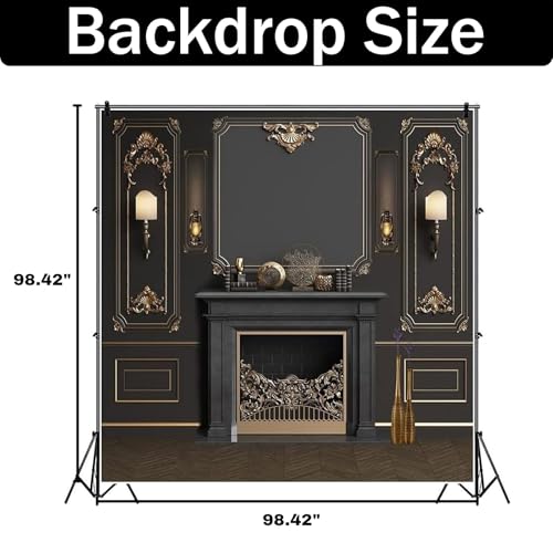 Fondo fotográfico 8x8ft estilo vintage negro y dorado miniatura 3